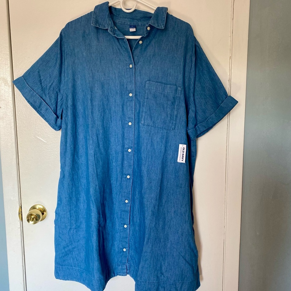 Cotton Shirt Dress With Deep Pockets